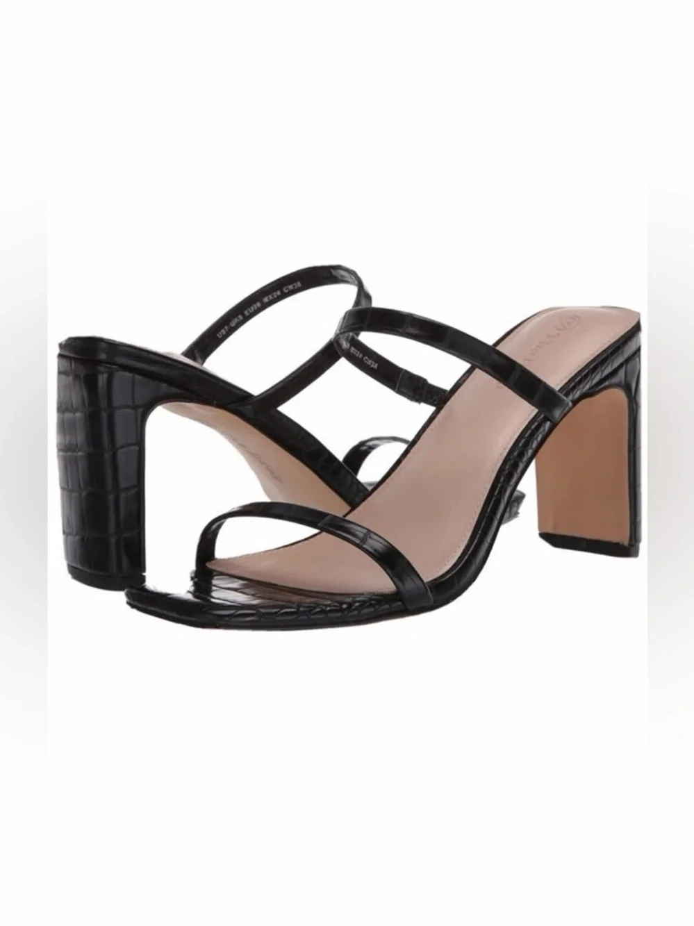 NWT The Drop Avery Square‎ Toe Two Strap Heeled Sandal Black Size 12 Workwear
